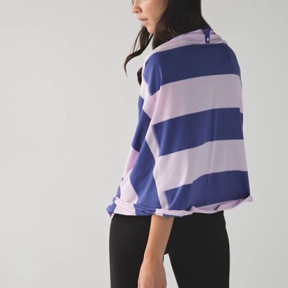 Lululemon Two Tone Purple Striped Full Button Scarf Vinyasa Scarf - Picture 2 of 11